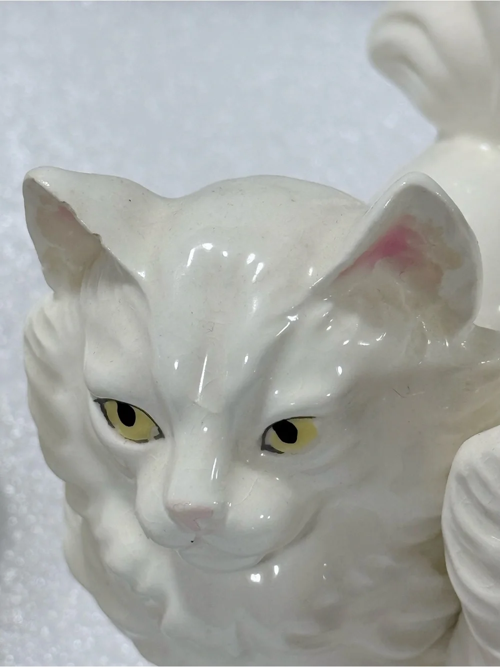 Two Vintage White Persian Cat Ceramic Figurines